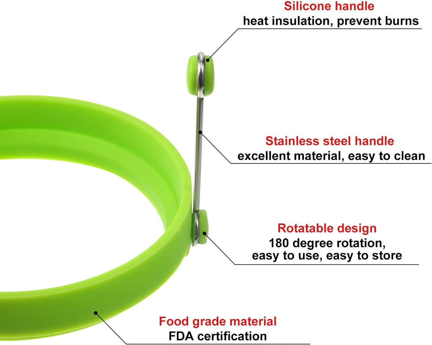 8 Packs Food Grade Silicone Egg Rings with 2 Silicone Brushes Set Bulk 4 Inch Round Egg Rings for Frying Eggs Non Stick Fried Eggs Mold Pancake Breakfast Sandwiches English Muffins Sausage Cooking