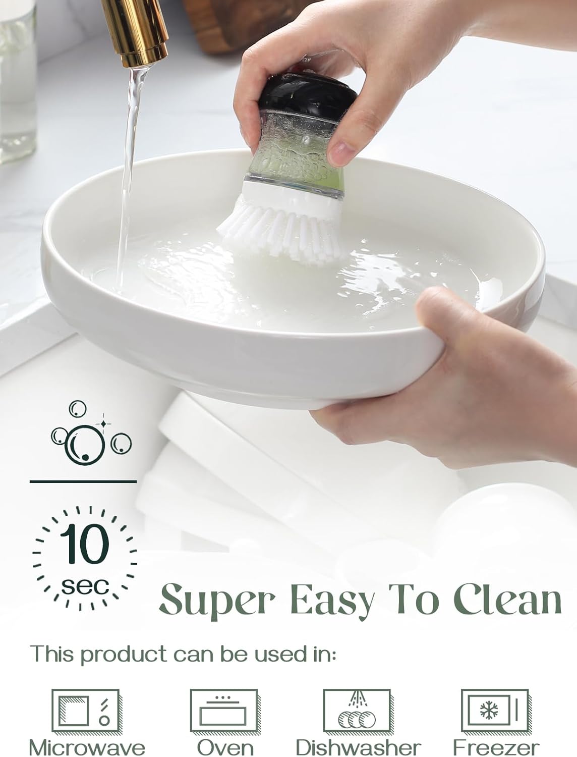 DOWAN Pasta Bowls, 65 oz Large Salad Bowls Set of 2, 10'' Serving Bowls for Wedding, Ceramic Shallow Bowl Plates, Serving Dishes for Entertaining, Microwave Dishwasher Safe