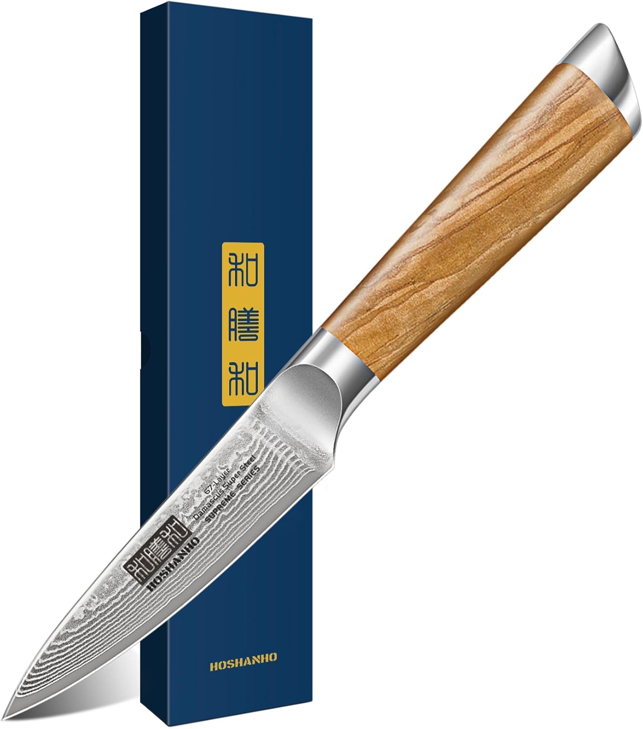 Damascus Paring Knife 3.75 Inch, Professional 67 Layers Damascus Super Steel Small Fruit Knife, Super Sharp Hand Forged Japanese Paring Knife