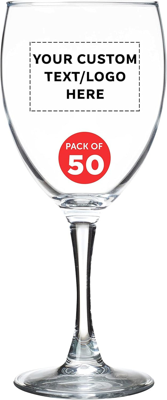 Custom Nuance Wine Glasses by ARC 10.5 oz. Set of 50, Personalized Bulk Pack - Restaurant Glassware, Perfect for Red Wine, White Wine, Cocktails - Clear