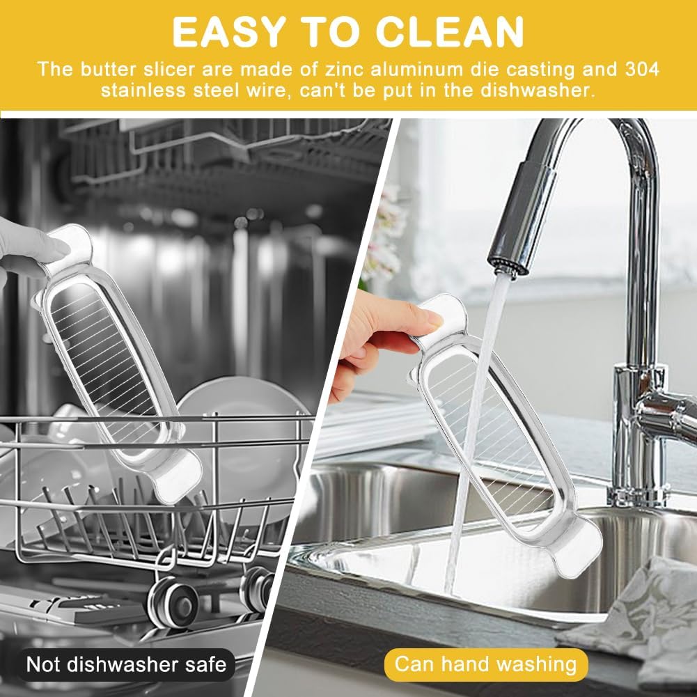 Butter Slicer Cutter for Single Stick Butter, 17 Stainless Steel Wires for Portion Control, 50PCS Baking Paper Included, for Cheese, Egg, Fruit, and Soft Foods, Easy Cleaning, Home Baking or Serving