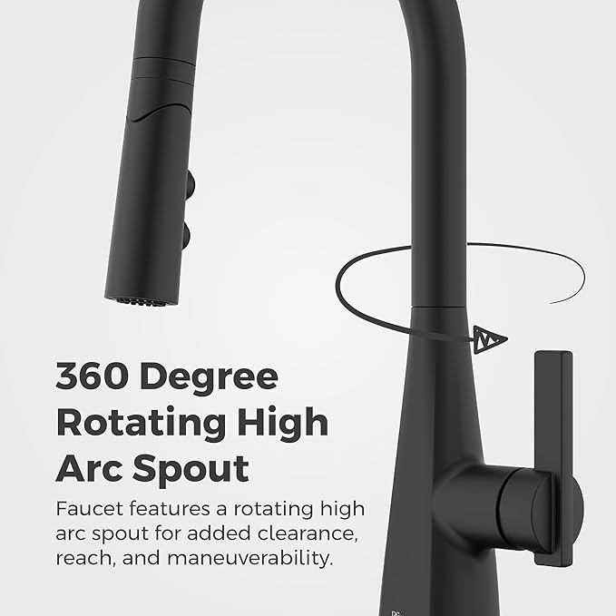 Pfister Exemplar Kitchen Faucet with Pull Down Sprayer, Single Handle, High Arc, NSF Certified, Spot Defense Matte Black Finish, F5297EPSDB