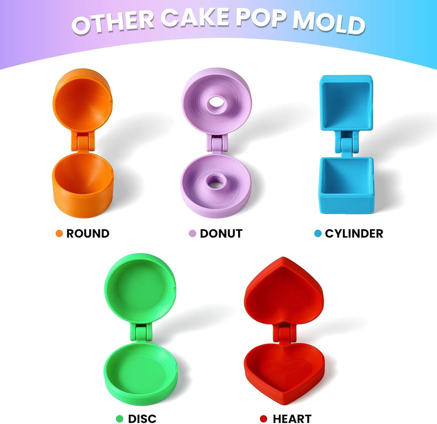 2 PCS Round Cake Pop Mold Shapes Press Set, 3D Printed Sphere Circle Cake Pop Cutter and Pusher, Baking Tools Accessories for Home Baking, Birthday Parties, Wedding Desserts