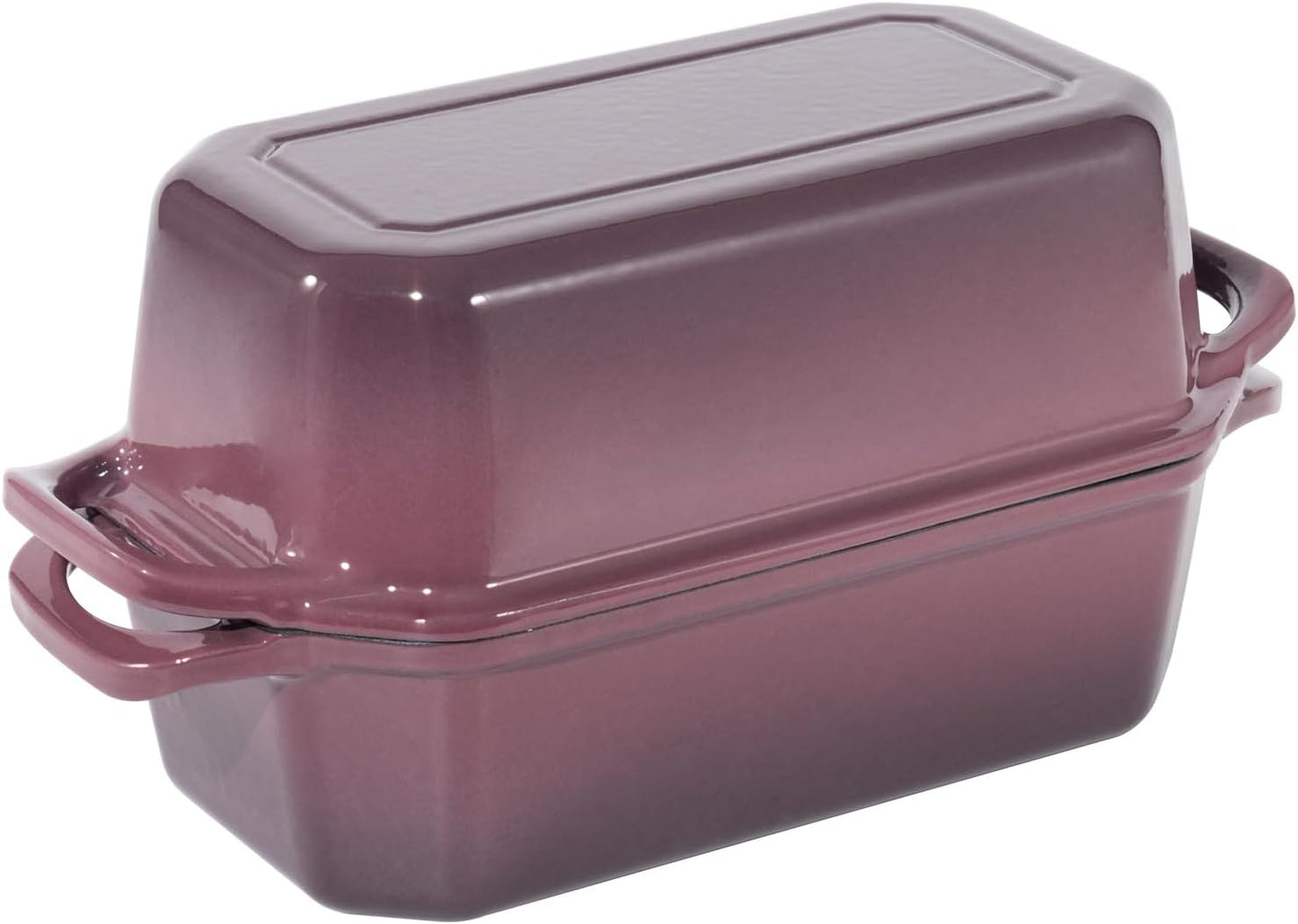 Bread Pan Cast Iron Loaf Pan with Lid Bread Loaf Pan 9x5 Inch Loaf Pan Enameled Cast Iron Sourdough Loaf Pan, Magenta