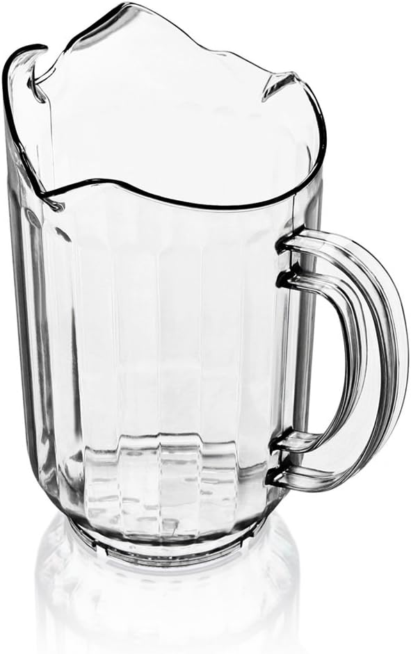 New Star 46229 Polycarbonate Plastic Restaurant Water Pitcher with 3 Spouts, 60-Ounce, Clear