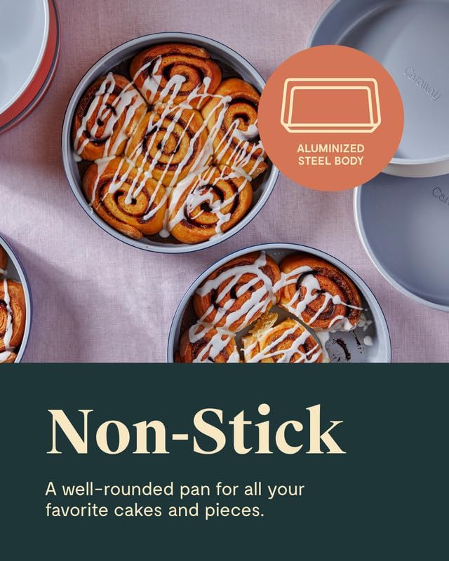 Caraway Non-Stick Ceramic 9” Circle Pan - Naturally Slick Ceramic Coating - Non-Toxic, PTFE & PFOA Free - Perfect for Birthday Cakes, Tartes, & More - Perracotta