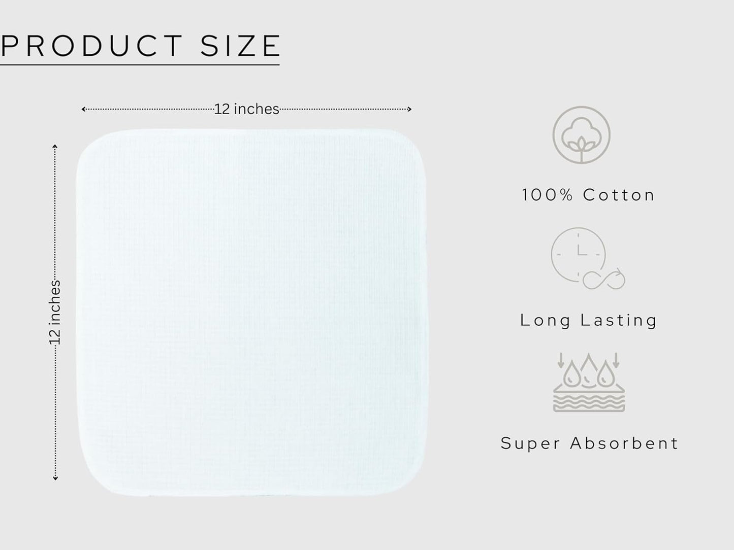 PurpleEssences Dish Cloths and Dish Rags - 8 Pack Waffle Weave Solid Kitchen Dish Wash Cloths, 100% Cotton, 12 x 12 Inches, Ultra Soft Absorbent Quick Drying - Spring Summer - White