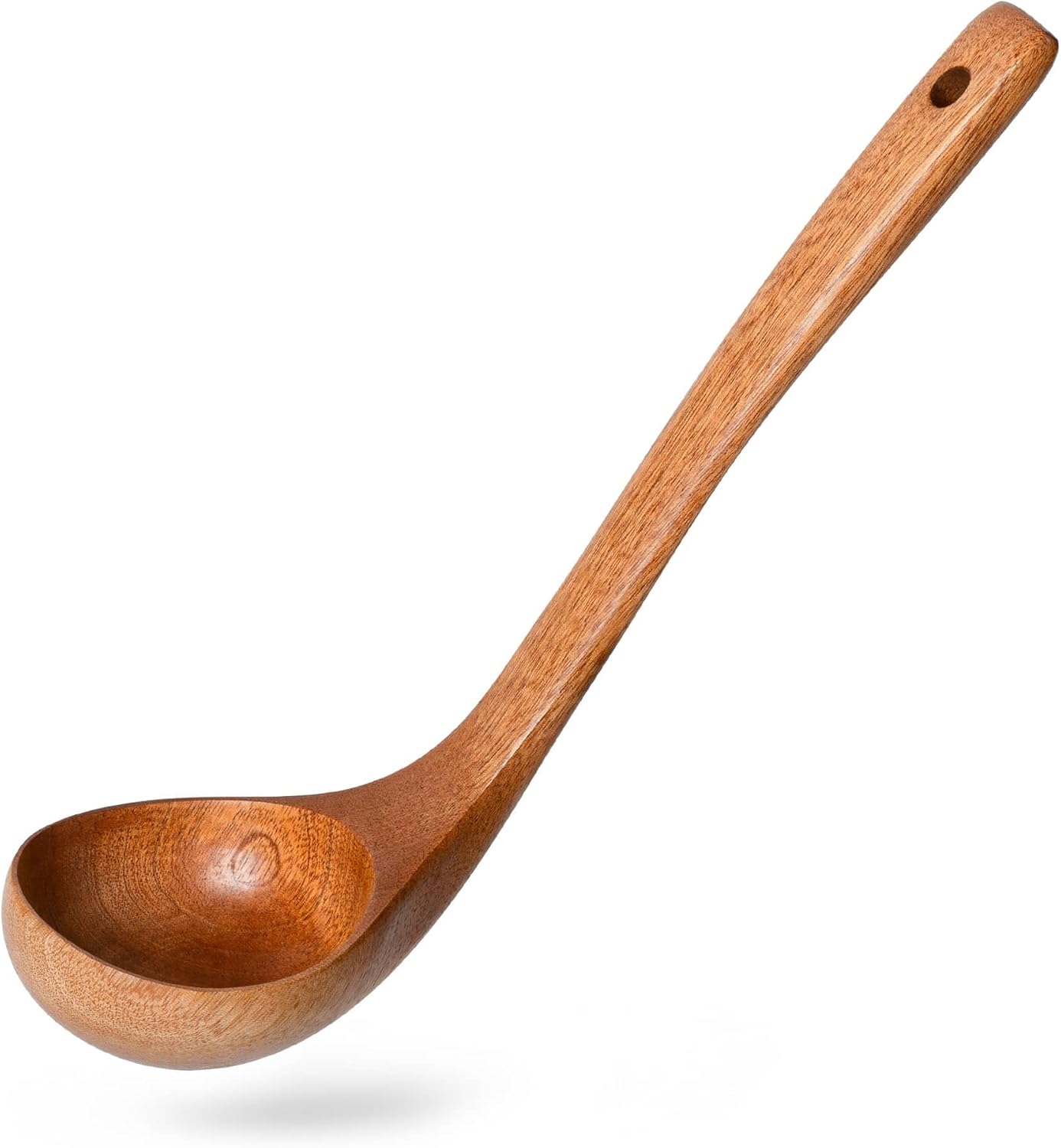 Wooden Soup Ladle, 11" Handle, 2.5 fl oz Medium Scoop Utensil for Serving & Cooking, Sapele Wooden Ladle – Wood Spoon for Soup Natural and Sustainable