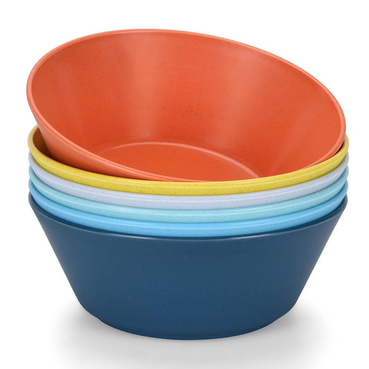 Unbreakable Large Cereal Bowls Set of 6, 32 Ounce BPA-Free Microwave and Dishwasher Safe Salad Bowls, Stackable Color Kitchen Set for Serving, Soup, Oatmeal, Pasta, Noodles - 6 Colors