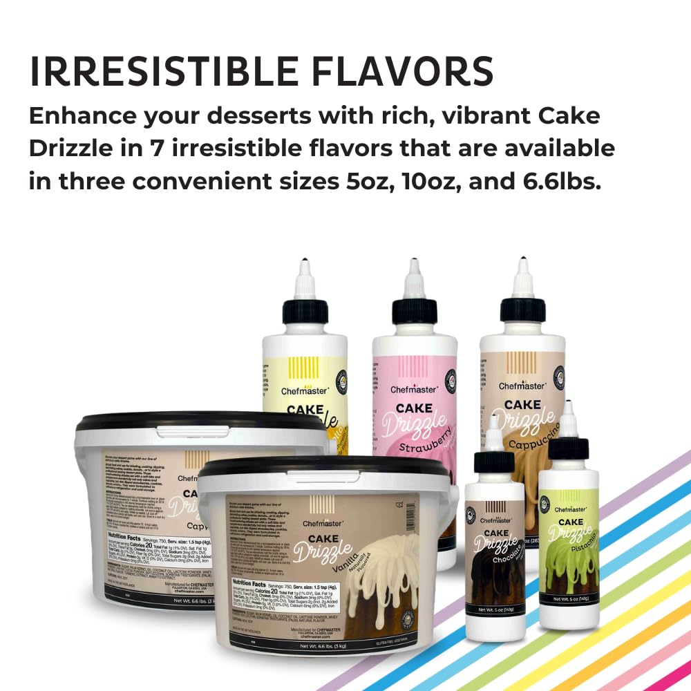 Chocolate-Flavored Cake Drizzle by Chefmaster, Edible Drip Frosting for Decorating Cupcakes, Cookies, Donuts, 5 oz