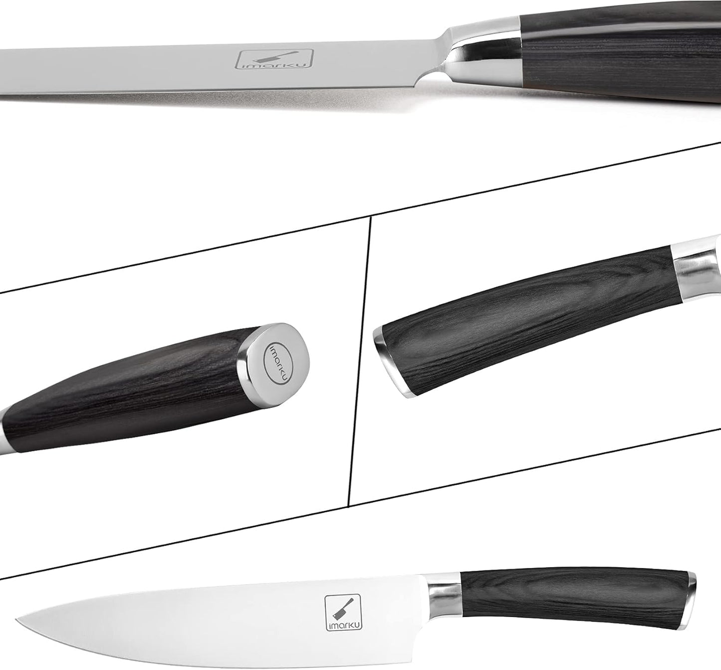 imarku Chef Knife - Pro Kitchen Knife 8 Inch Chef's Knives Japanese SUS440A Stainless Steel Sharp Paring Knife with Ergonomic Handle, Black Handle, Gifts for men and Women