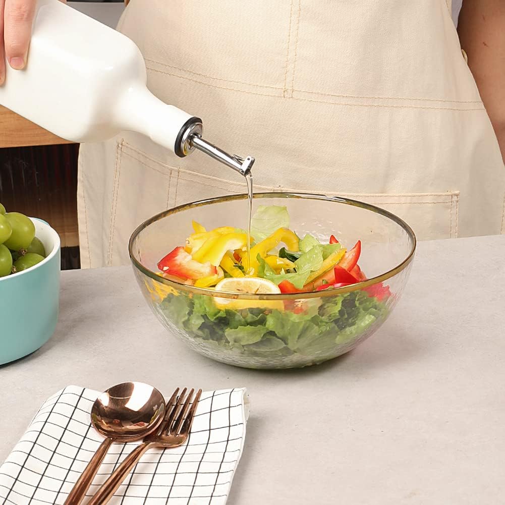 Sweejar 19 Fl Oz Ceramic Olive Oil Dispenser Bottle with Spout, Large Oil Dispenser for Kitchen, Opaque EVOO Oil and Vinegar Cruet for Cooking, Oil Container for Avocado Oil, Pack of 1 (Fog blue)