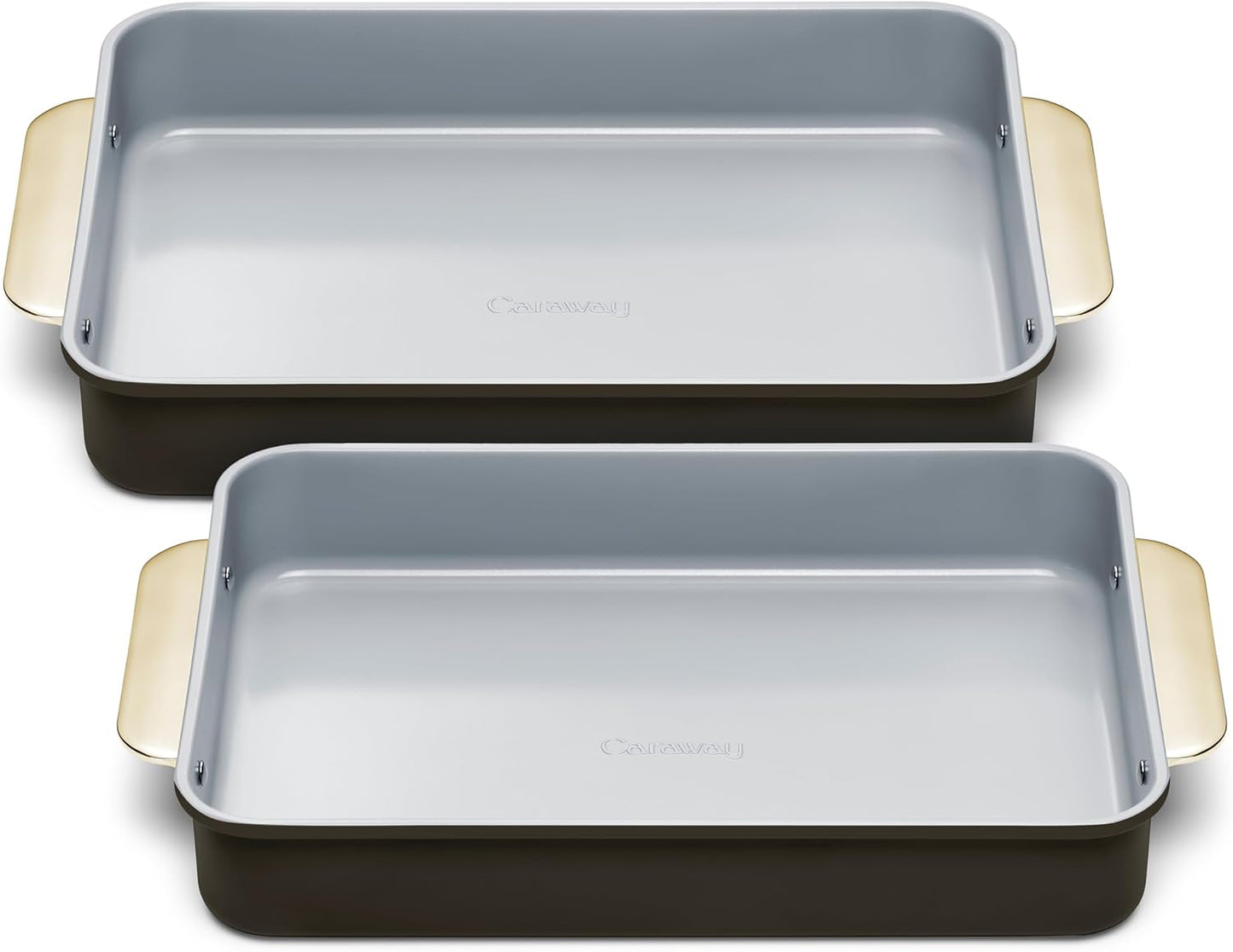 Caraway Non-Stick Ceramic 9”x13” Rectangle Pan Duo - Naturally Slick Ceramic Coating - Non-Toxic, PTFE & PFOA Free - Perfect for Brownies, Lasagnas, and More - Black