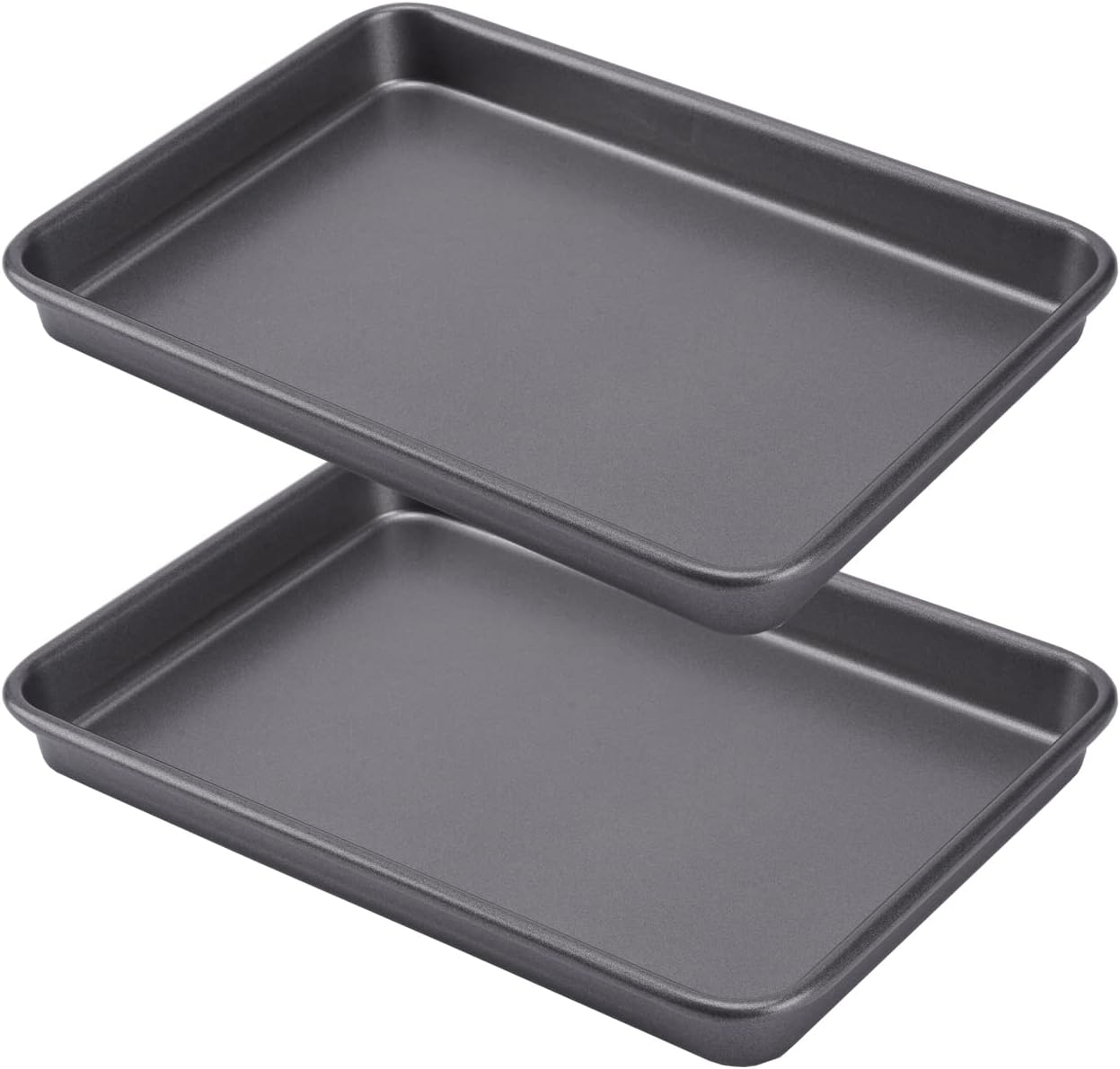 2 Small Baking Sheet 10 x 7.1 Inch (Inner 9.25 X 6.3) Mini Cookie Tray Toaster Oven 1/8 Sheet Pan Nonstick Thicken Heavy Carbon Steel No Warp Non Toxic Magnetic Bakeware