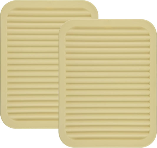 Smithcraft Silicone Trivets Mats for Hot Dishes and Hot Pots, Hot Pads for Countertops, Tables, Pot Holders, Spoon Rest Small Drying Mats Set of 2 Many Colors for Your Choose (Beige)