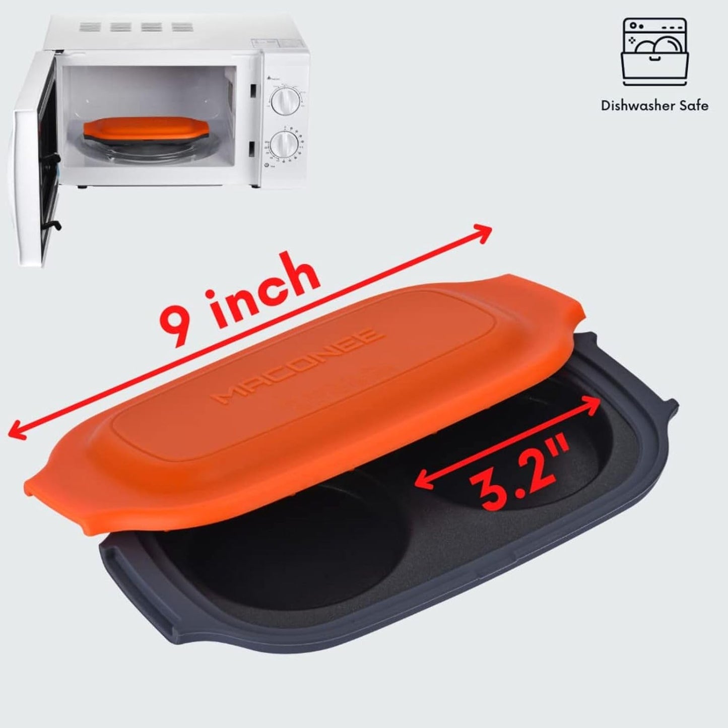 MACONEE Microwave Egg Fryer | Cooker & Poacher for Breakfast Sandwiches | Maker for 2 Eggs | Dishwasher-Safe & BPA-free