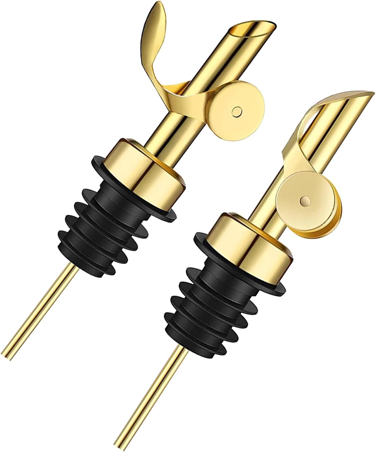 Pafusen 2 Pack Automatic Liquor Pour Spout, Auto Flip Olive Oil Dispenser Spout, Pour Spout for Liquor Bottles, Olive Oil Spout, Bottle Pourers for Alcohol Wine Syrup Home Bar Accessories Gold