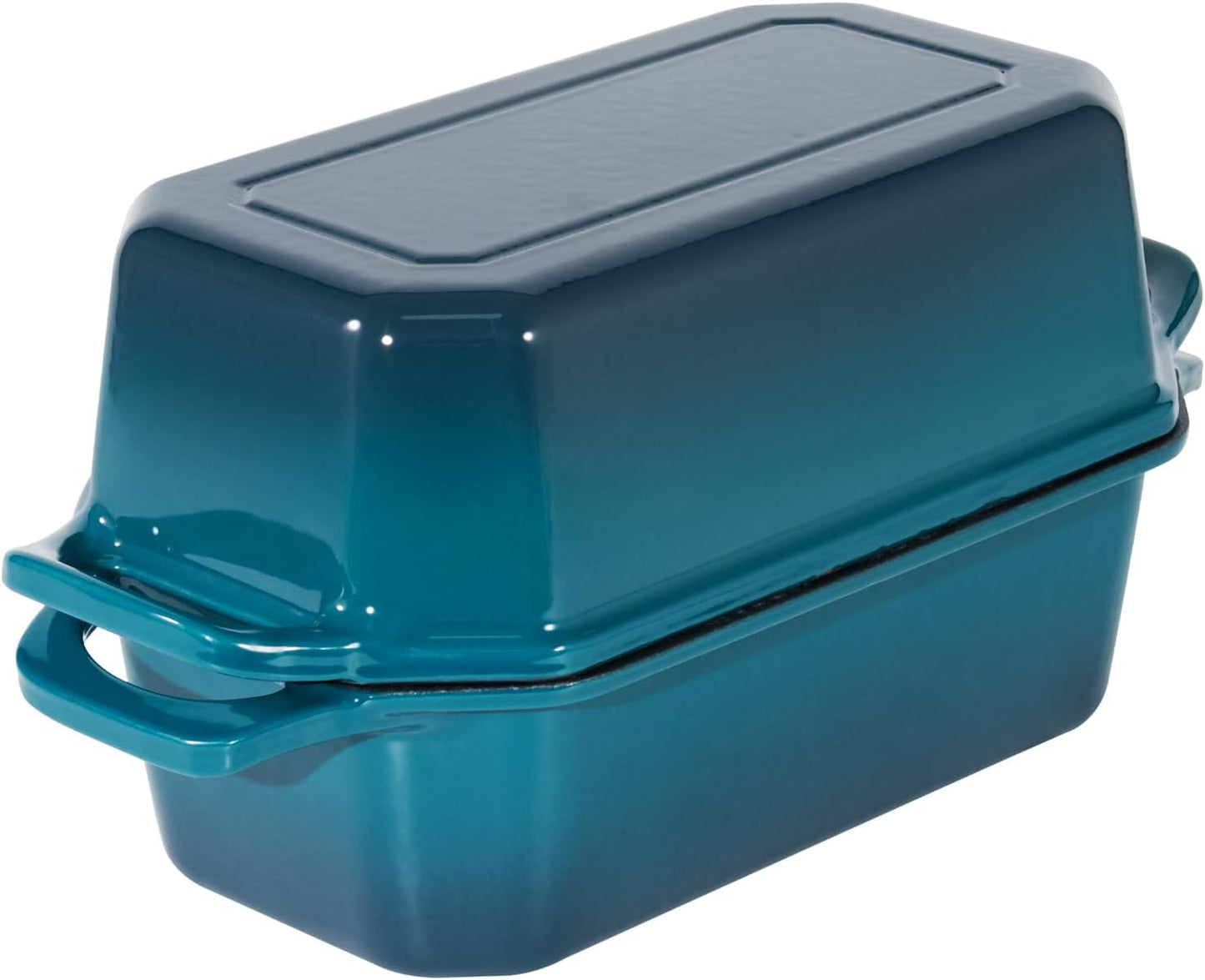 Bread Pan Cast Iron Loaf Pan with Lid Bread Loaf Pan 9x5 Inch Loaf Pan Enameled Cast Iron Sourdough Loaf Pan, DarkCyan