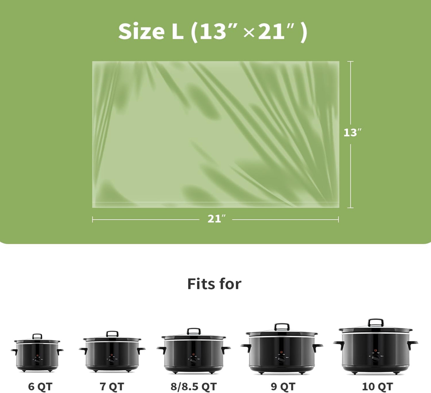 KOOC Slow Cooker Liners 13x21 inch 15 Count Large Size Disposable Pot Liners Cooking Bags Fit 3QT to 8.5QT Pot BPA Free Fresh Locking Seal Design