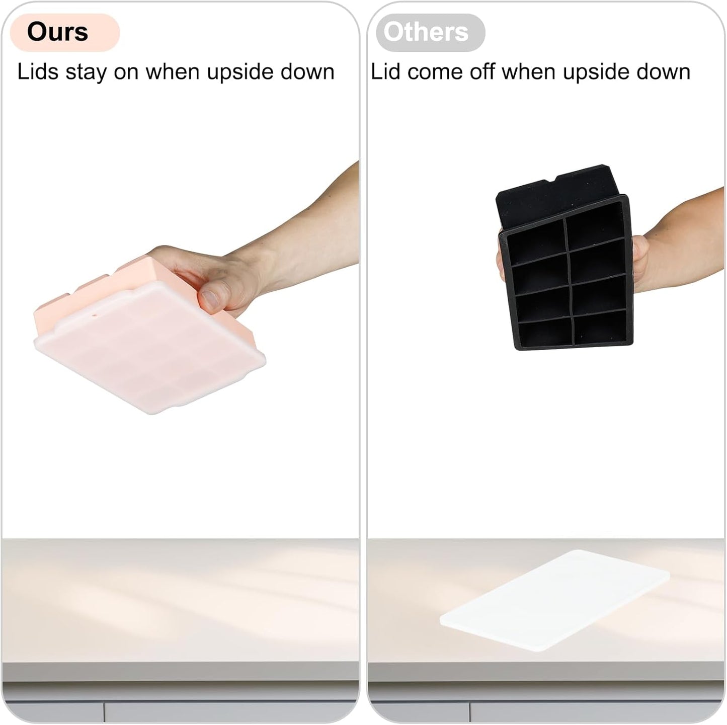 Ice Cube Tray, Ice Tray for Freezer with Lid, 3 Pack Silicone Ice Cube Trays for Freezer with15 Flexible Easy Release Ice Trays