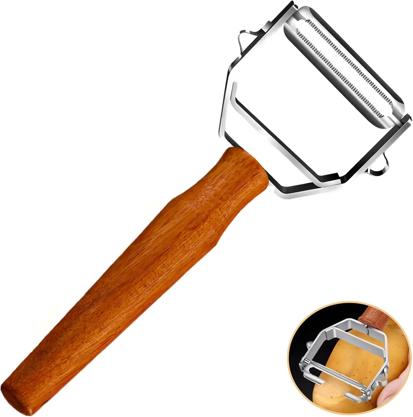 Vegetable Peeler, Stainless Steel Y-Shaped Blade with Wooden Handle, Multi-Purpose Kitchen Tool for Fruits and Vegetables, 6.3 Inches
