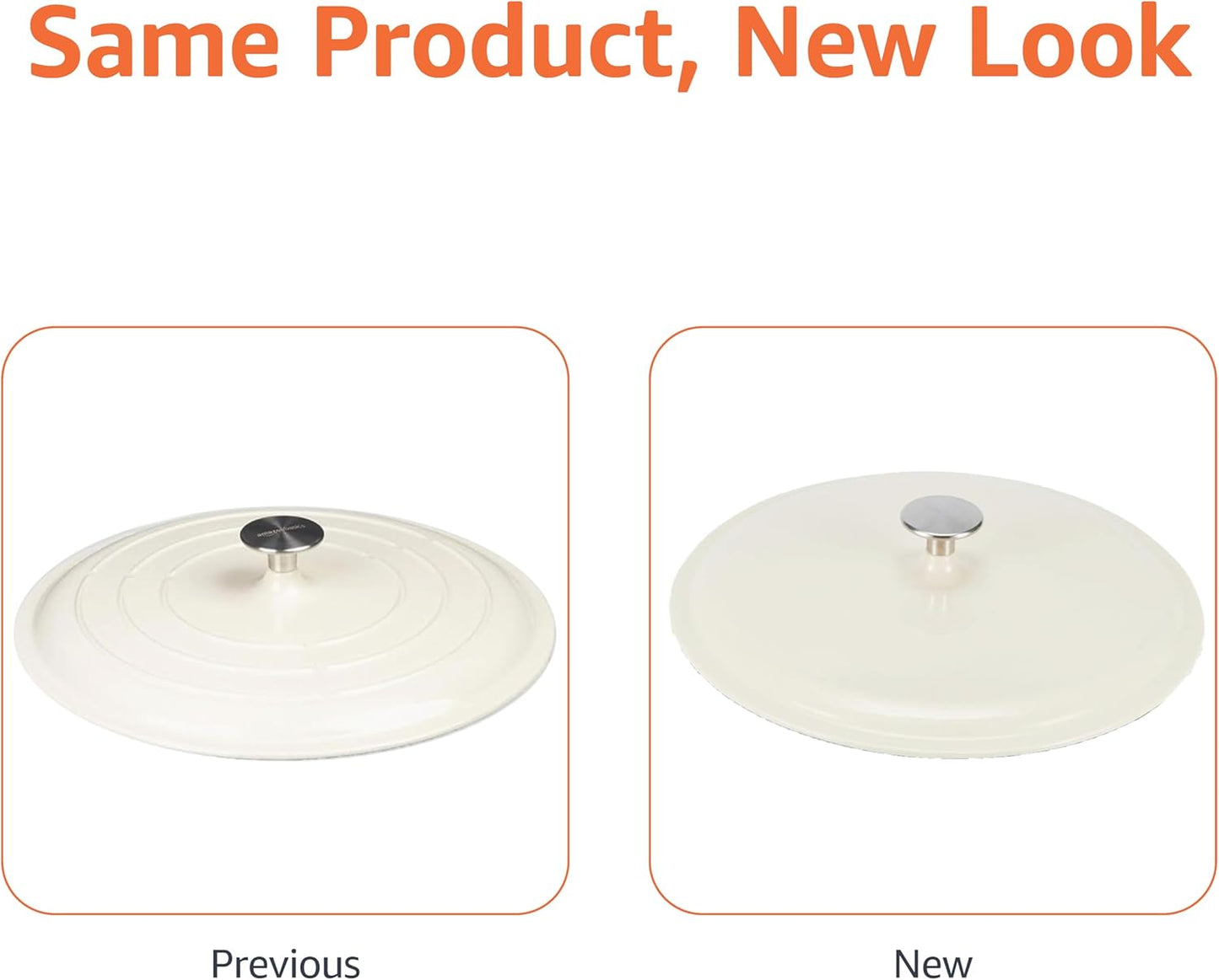 Amazon Basics Enameled Cast Iron Covered Round Casserole Skillet with Lid for Oven, 3.3-Quart, White