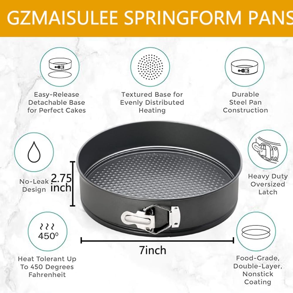 7 Inch Springform Cheesecake Pan with Removable Bottom, Leakproof Round Cake Baking Pan