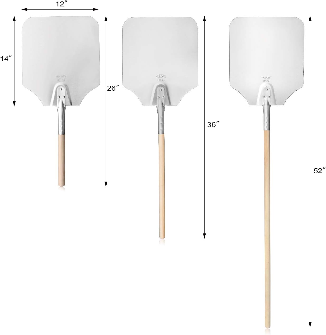 New Star Foodservice 50165 Aluminum Pizza Peel, Wooden Handle, 12 x 14 inch Blade, 36 inch overall