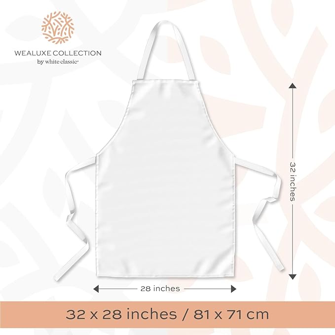 White Classic White Aprons Bulk - Commercial Chef Bib Apron for Kitchen and Restaurant Cooking without Pockets, Unisex Women and Men, Adult - 12 Pack
