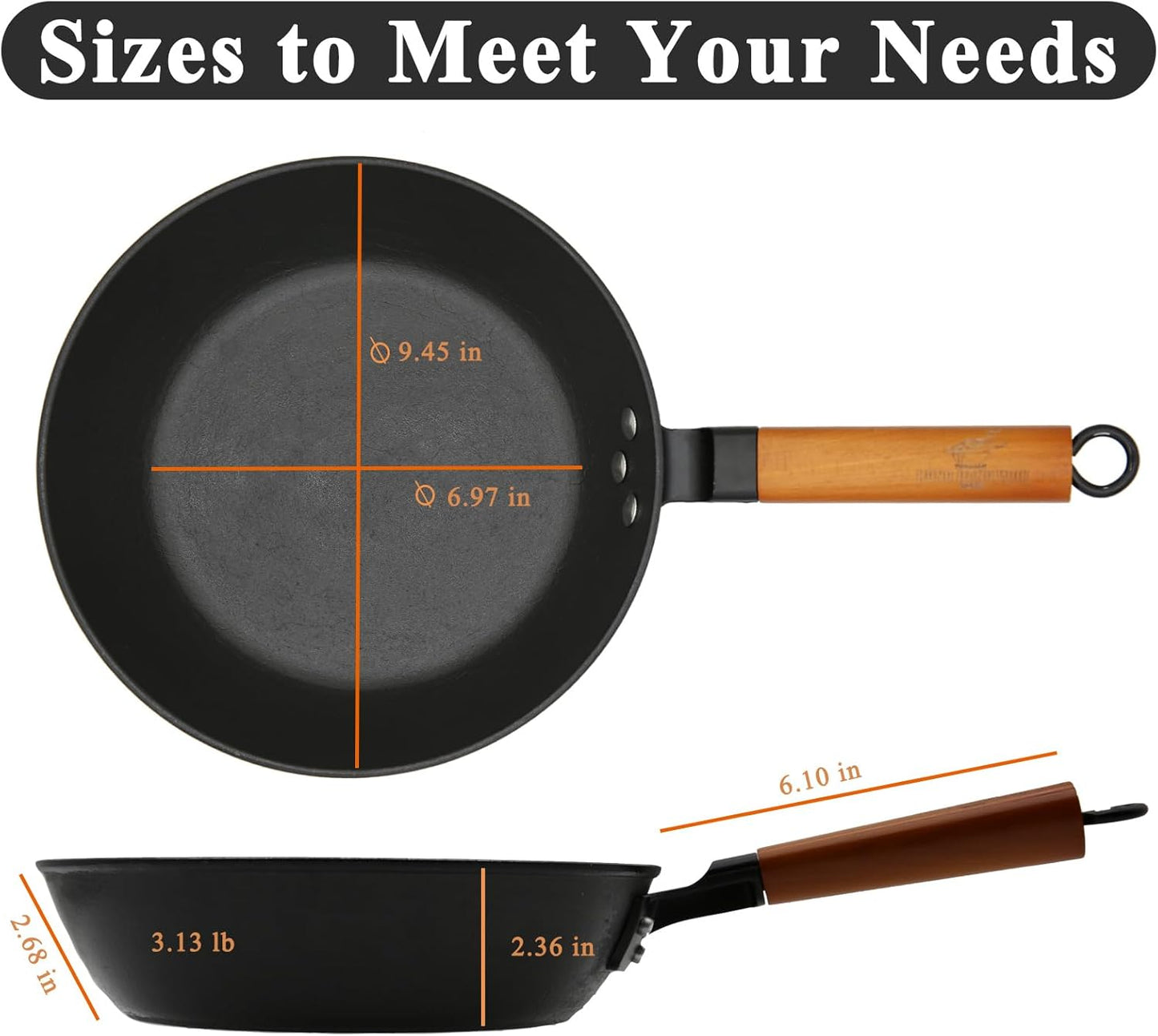 9 Inch Pre-Seasoned Cast Iron Skillet, ICH Technique, Thicker and Taller, Deep Frying Pan with Unique Tortoise Pattern for All Cooktops & Oven Safe
