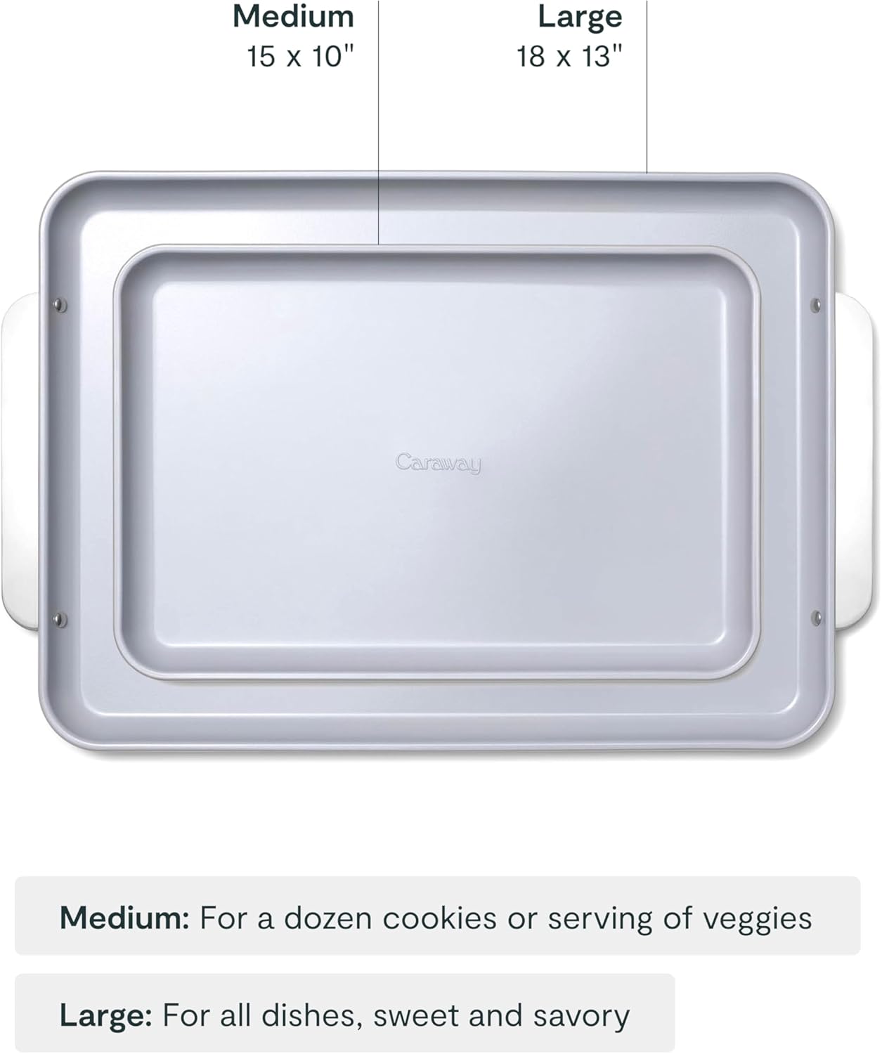 Caraway Non-Stick Ceramic Baking Sheet Duo - Naturally Slick Ceramic Coating - Non-Toxic, PTFE & PFOA Free - 18 x 13" Large & 15 x 10" Medium - Marigold