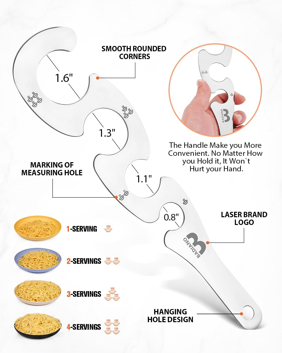 Silicone Spaghetti Spoon & Pasta Tong With Pasta Measurer, 3 Pack of Non-Stick Stainless Steel Handle Pasta Fork Set with Teeth, Food Clip for Easy Serving of Noodles (RED)