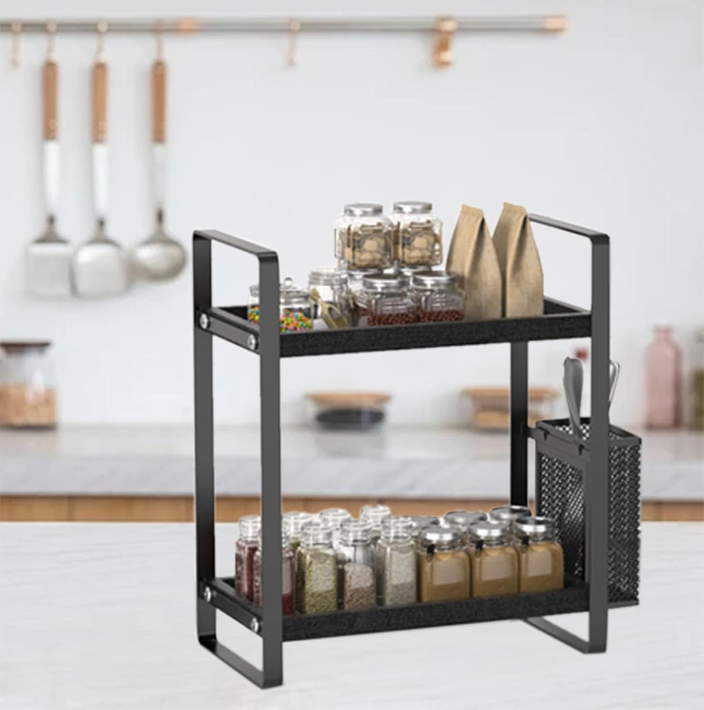 Bathroom Counter Organizer, Wood Vanity Trays with Basket, Skincare Countertop Organizers, Large Capacity Makeup and Perfume Organizer