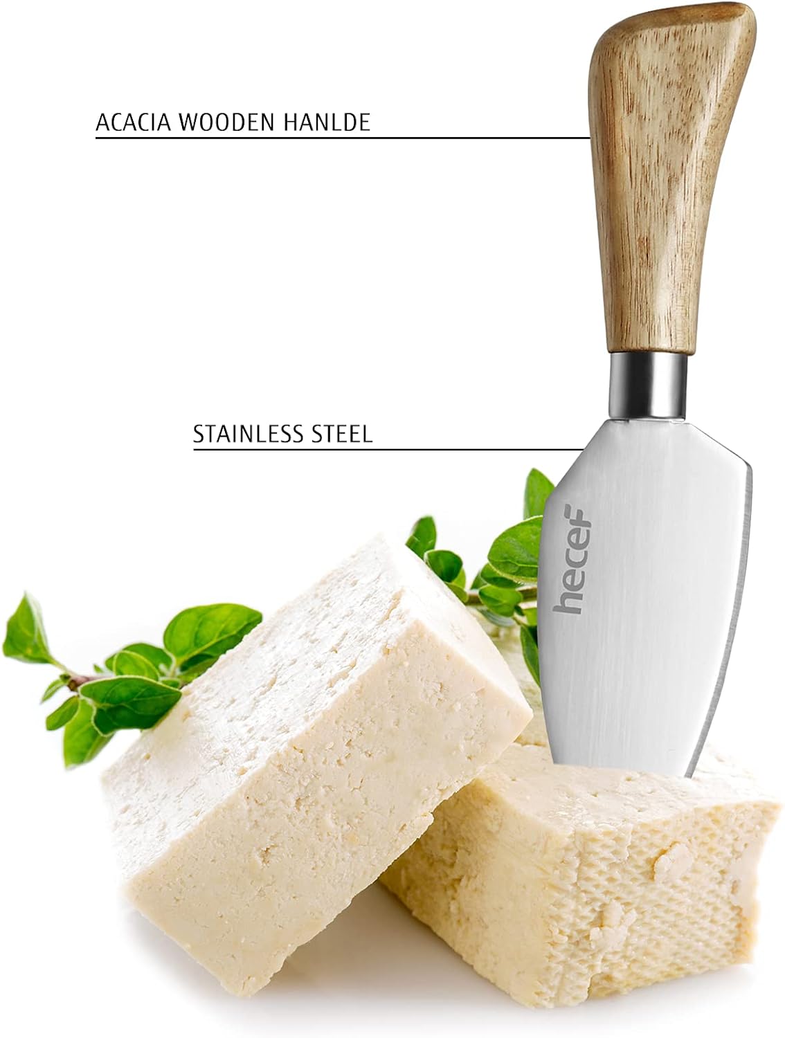 hecef Oval Wooden Cheese Board Set, Acacia Wood Cheese Serving Board with White Marble & Cheese Knife, Cheese Serving Tray for Cheese, Cake, Appetizers