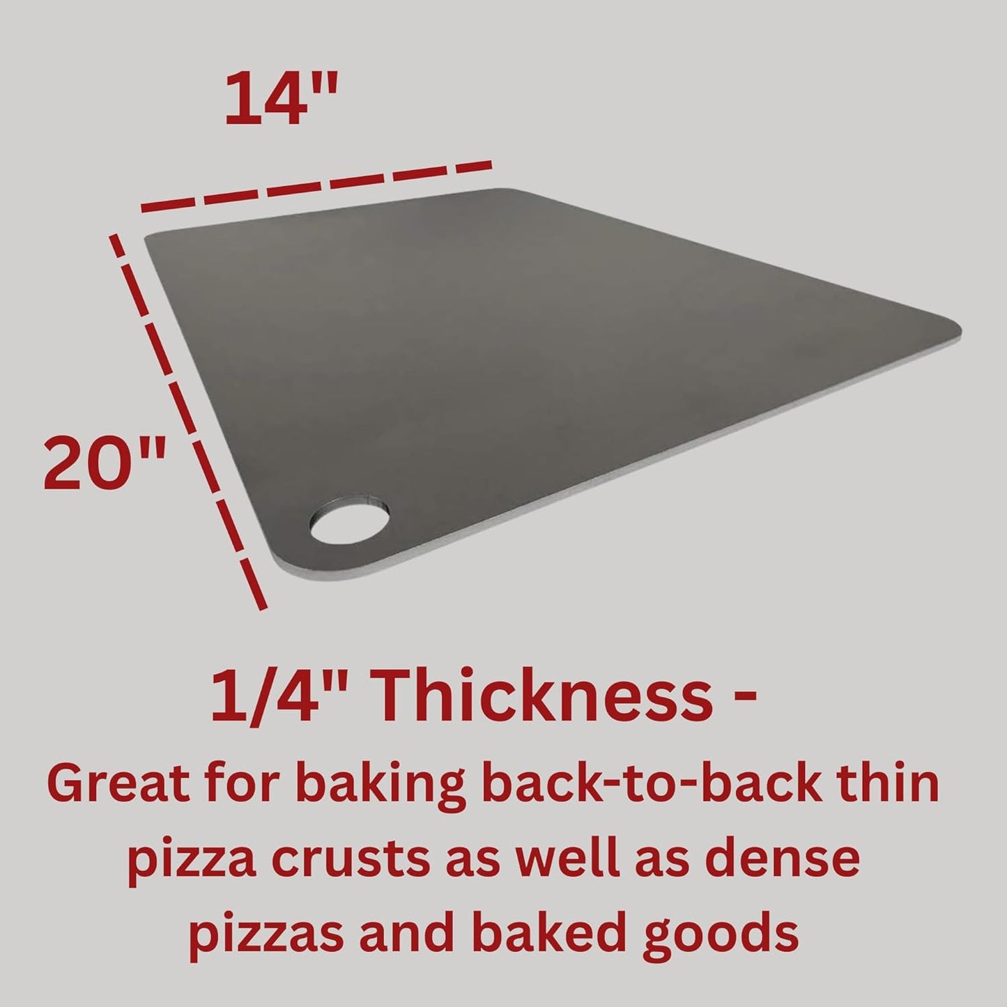 14" by 20" Pizza Steel (1/4" Thickness) - Multipurpose Cooking Steel for Ovens & Grills - Made in the USA