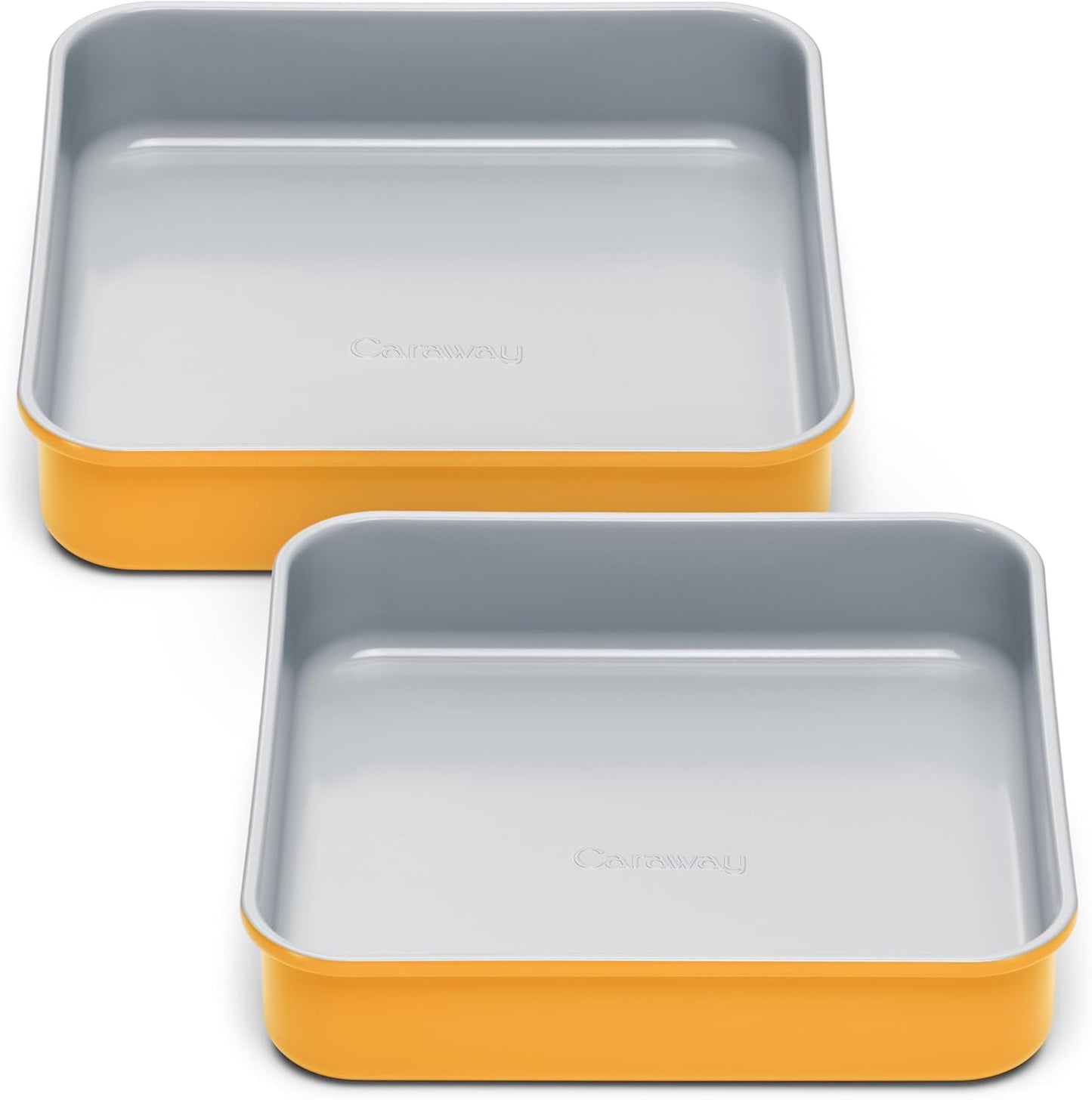 Caraway 9” Square Pan Duo - Non-Stick Ceramic Coating - Free From Forever Chemicals - Cake Pan Perfect for Brownies, Lemon Bars, & More - Marigold