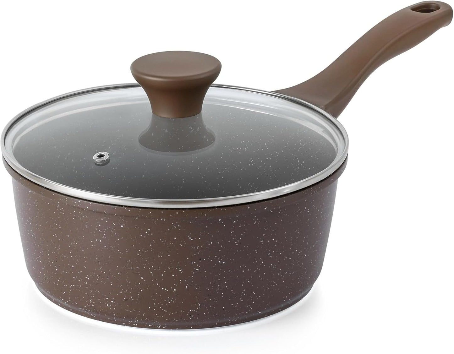 SENSARTE Saucepan Nonstick with Lid 1.5 Quarts Granite Coating Sauce Pot Small Kitchen Cooking Pot, Induction Comptable, Free of Intentionally Added PFOA