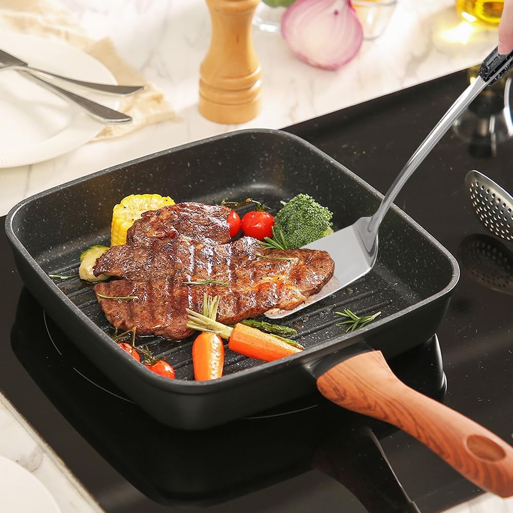 14.4-in 2 Pack metal spatula set, kitchen utensils, cooking utensils,Turner, Slotted Kitchen Spatulas Stainless Steel, Cooking Utensils, Ideal Cookware for Fish, Eggs, Pancakes