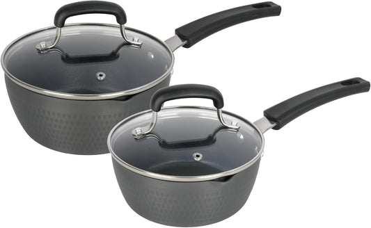 Nonstick Small Sauce Pan with Lid, 1.25 Quart and 2.4 Quart Sauce pan with Pour Spouts, Multipurpose Handy Little Saucepan with Stay Cool Handle, Small Pots for Cooking, Soups, Noodles, Milk