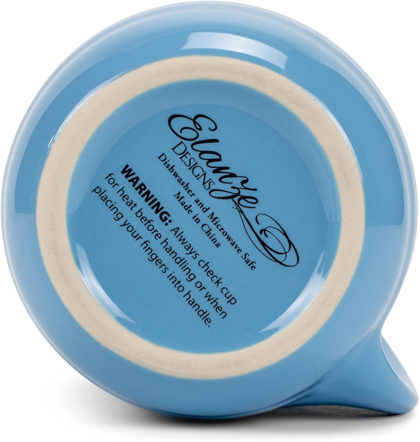 Elanze Designs Ribbed 14 ounce Ceramic Stoneware Handwarmer Mugs Set of 4, Ice Blue