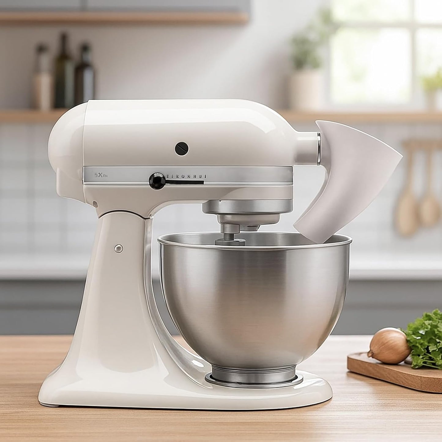 Flour Funnel for Kitchen Aid Stand Mixer, Plastic Funnel with Easy-Pour Attachment Fits KSM150 5-Quart Tilt-Head Mixers, Mess-Free Baking Accessory for Flour, Sugar, and Egg Liquid (GREEN1PCS)