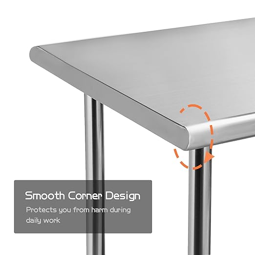 Stainless Steel Table for Prep & Work 30x48, 4ft, Commercial Heavy Duty Table with Undershelf for Restaurant, Home and Hotel Kitchen