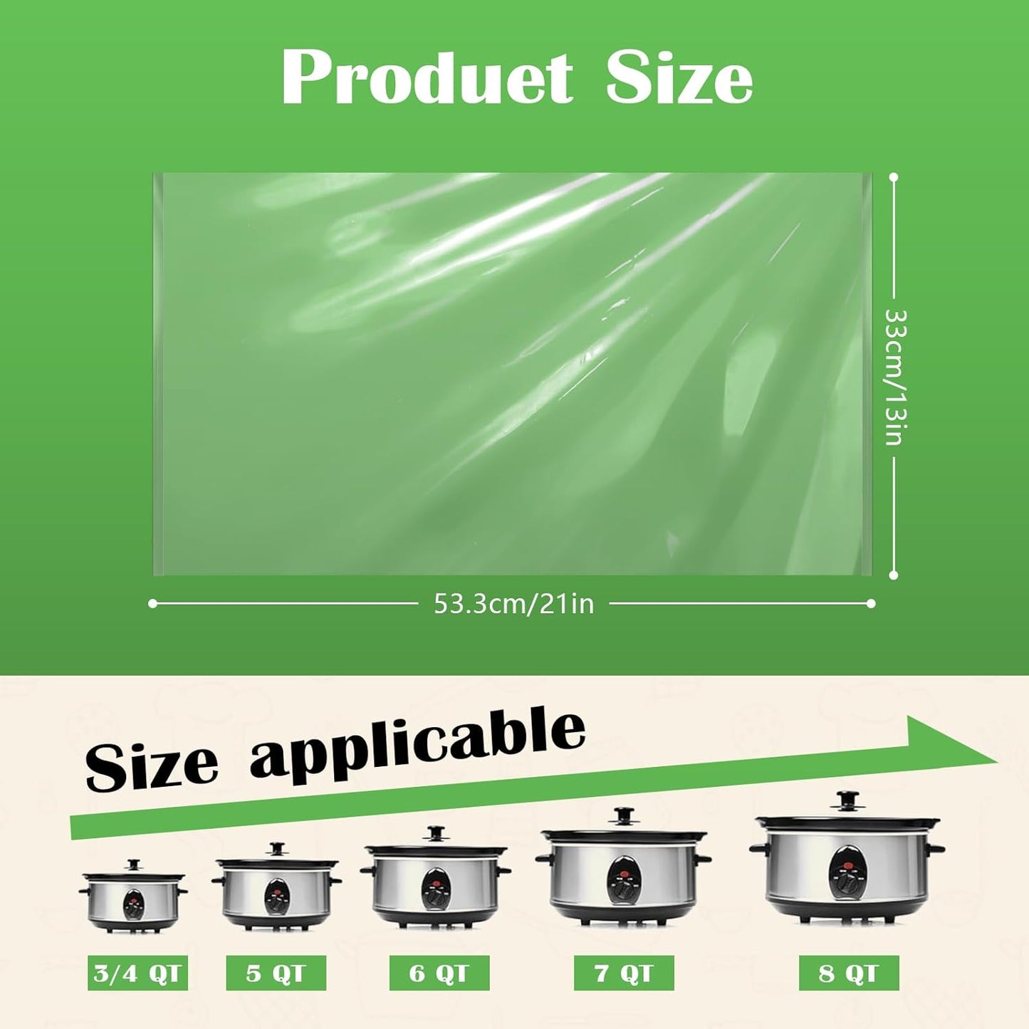 Slow Cooker Liners 3-8 Quarts Disposable Pot Liners 13"x21" Mess-Free Cooking & BPA Free Cooking Bags Suitable for Oval & Round Pots High-Temperature Resistant Liners(20 Liners)