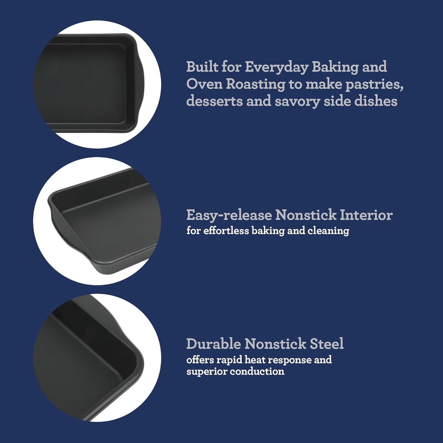 Oster Teston 13 x 9 Inch Rectangular Nonstick Carbon Steel Cake/Baking Pan - Matte Black