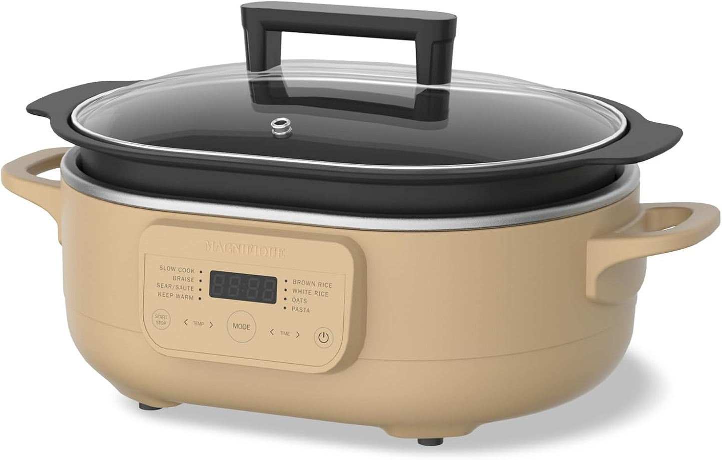 6 Quart Slow Cooker, with 8-in-1 Multi-Cooker, Casserole Programmable crock pot, Dutch Oven, Pasta, Nonstick, Oven Safe Pot to 500°F, Brown