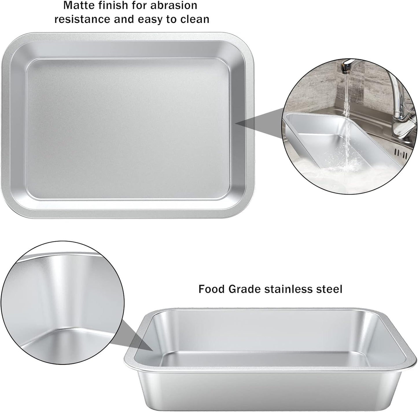 only fire Stainless Steel Baking Pan Roaster Ovens Cookie Sheet Barbeque Grilling Pan for Baking Breads, Grilling Chicken, Vegetables, Easy to Clean & Dishwasher Safe