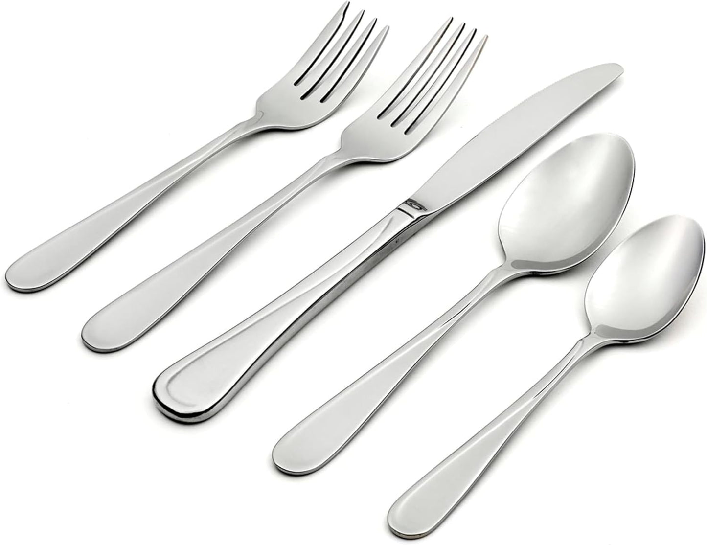 Oneida Flight 65 Piece Everyday Flatware, Service for 12, 18/0 Stainless Steel, Silverware Set, Dishwasher Safe