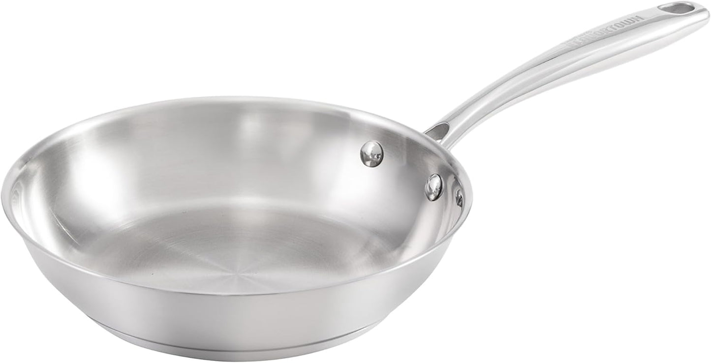 Guy Fieri's Flavortown 8" Stainless Steel Fry Pan - Premium Three-Layer Skillet, Oven-Safe up to 500F