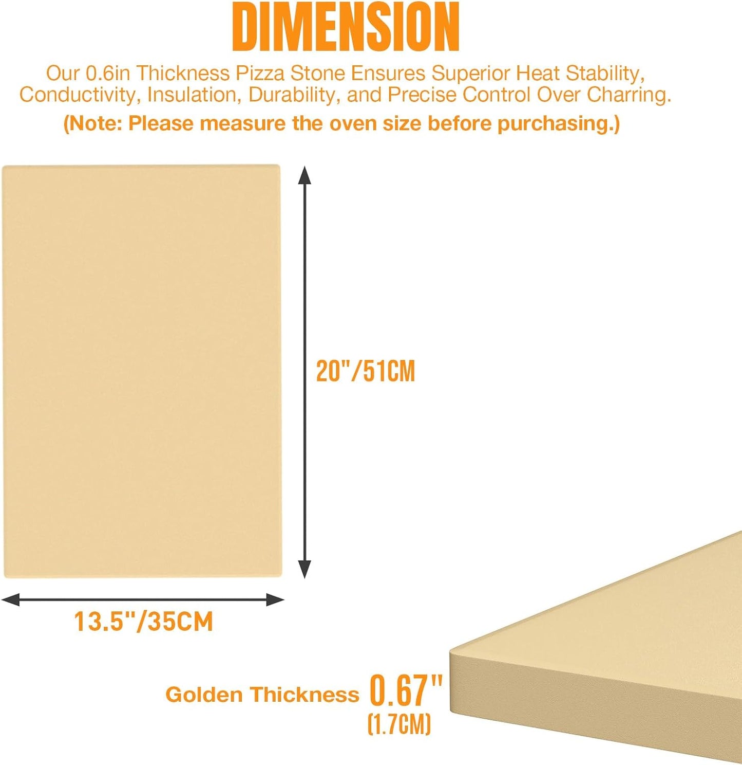 Large Pizza Stone 20" x 13.5" for Grill Rectangular Thick (0.67”) Baking Pizza Stone for Oven Heavy Duty Cordierite, Ideal for Baking Pizzas - Includes Scaper