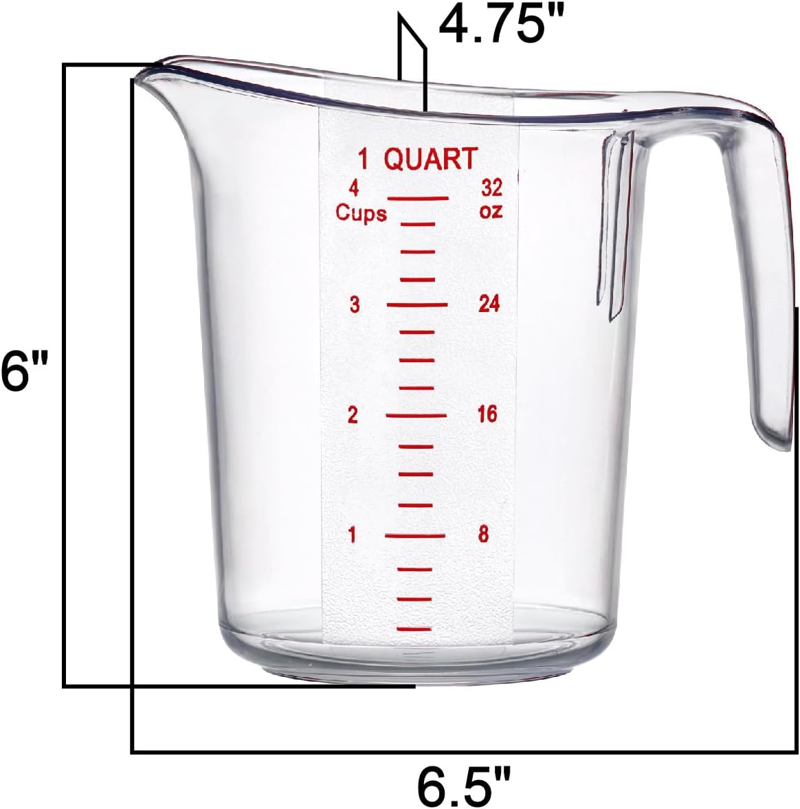 Amazing Abby - Melissa - 32-Ounce Plastic Measuring Pitcher (1-Pack), 4-Cup (1-Quart) Food-Grade Measuring Jug, Unbreakable, Stackable, Dishwasher-Safe, Great for Oil, Vinegar, Flour, and More